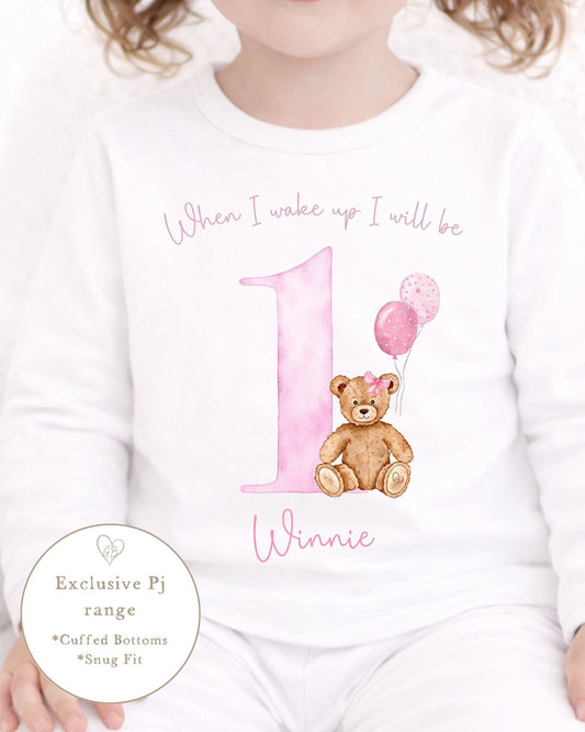 Personalised Plain Birthday Pyjamas Gb Bear Design
