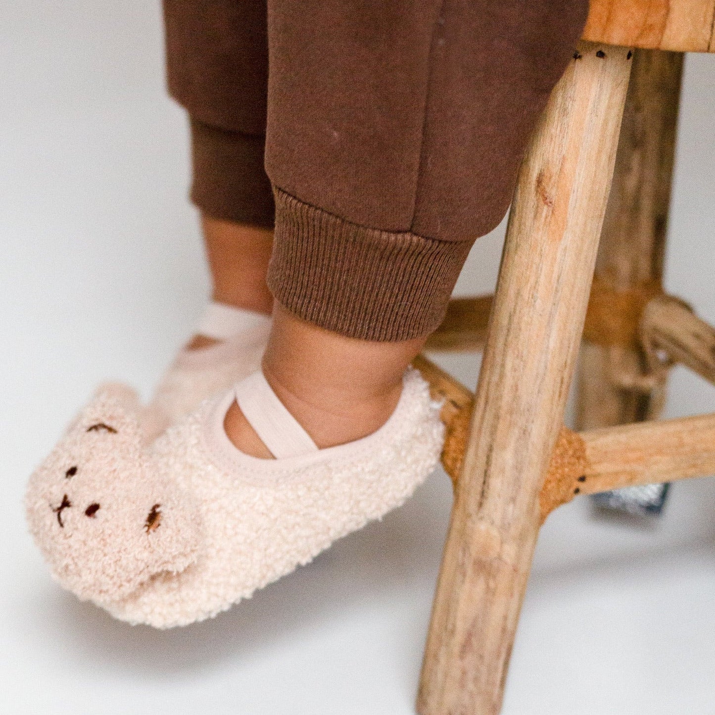 The Bear Strap Slippers in Beige