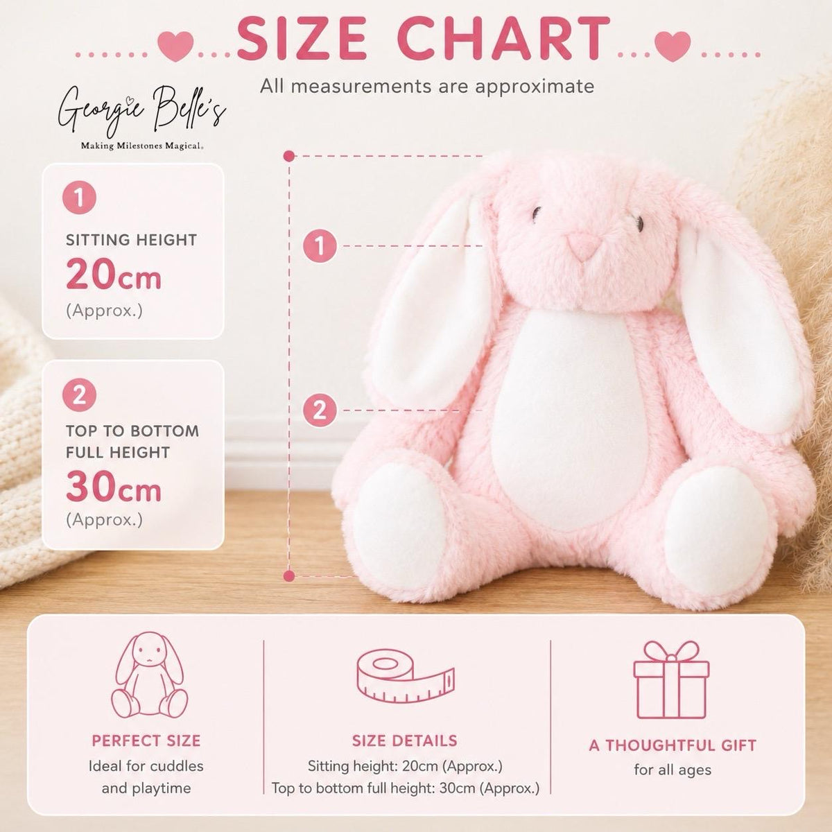 Personalised Little Sister Bunny Soft Toy | Custom Bunny Gift | Mice Trio Design