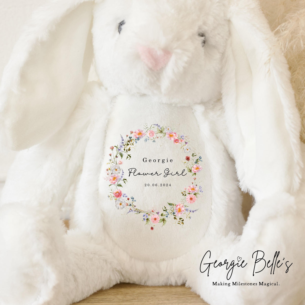 Personalised Flower Girl Babygrow / Short Sleeve Vest - Wildflower Wreath Design