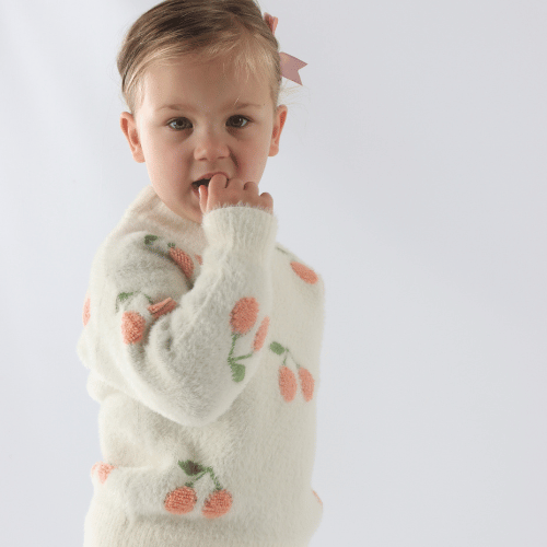 Frosted Cherry Teddy Sweater — Sample