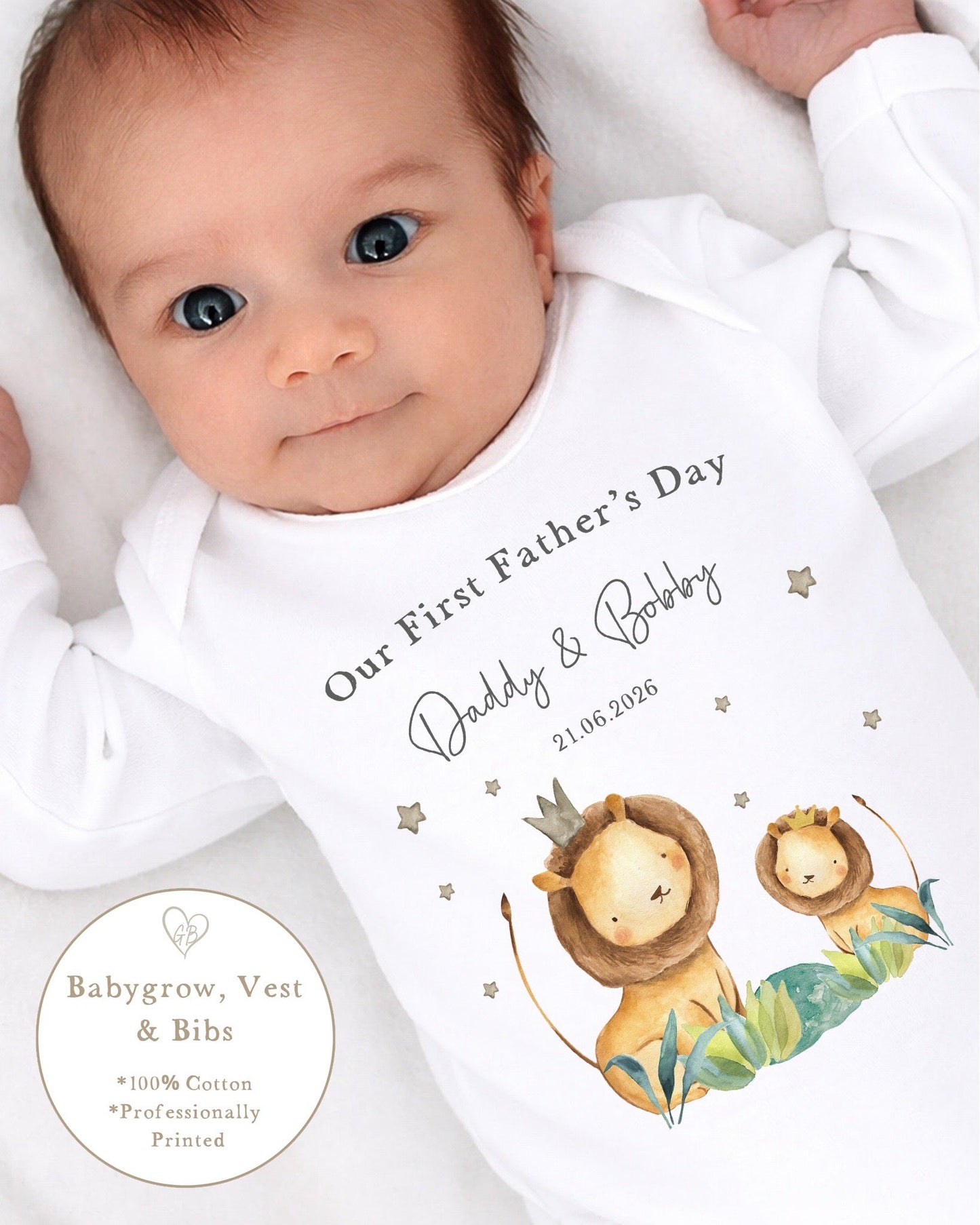 Personalised My First Father's Day Baby Vest / Babygrow - Lion Design