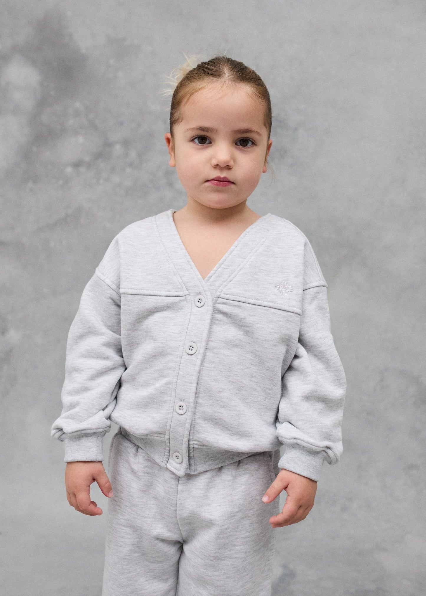 Kids Jersey Cardigan Marl in Grey