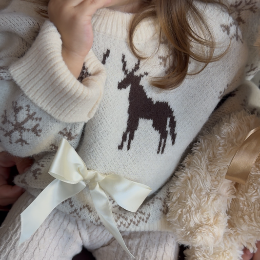 Christmas Deer Sweaters, Mummy & Mini — White Daisy