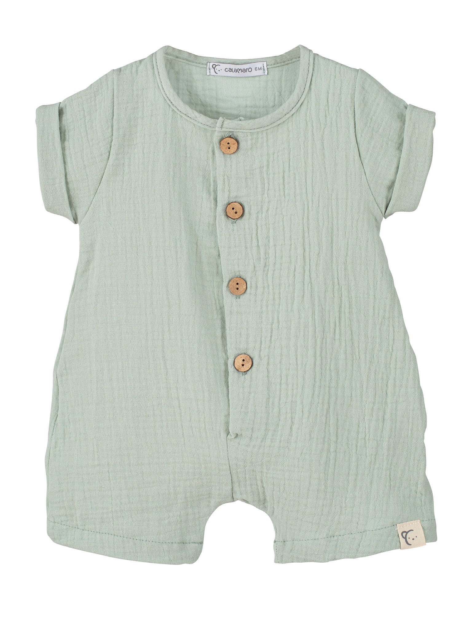 Calamaro Baby Mint Cheesecloth Romper - Rose & Albert