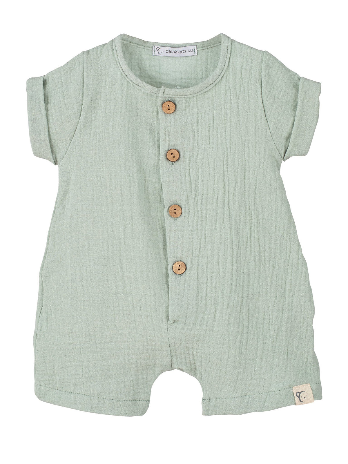 Calamaro Baby Mint Cheesecloth Romper - Rose & Albert