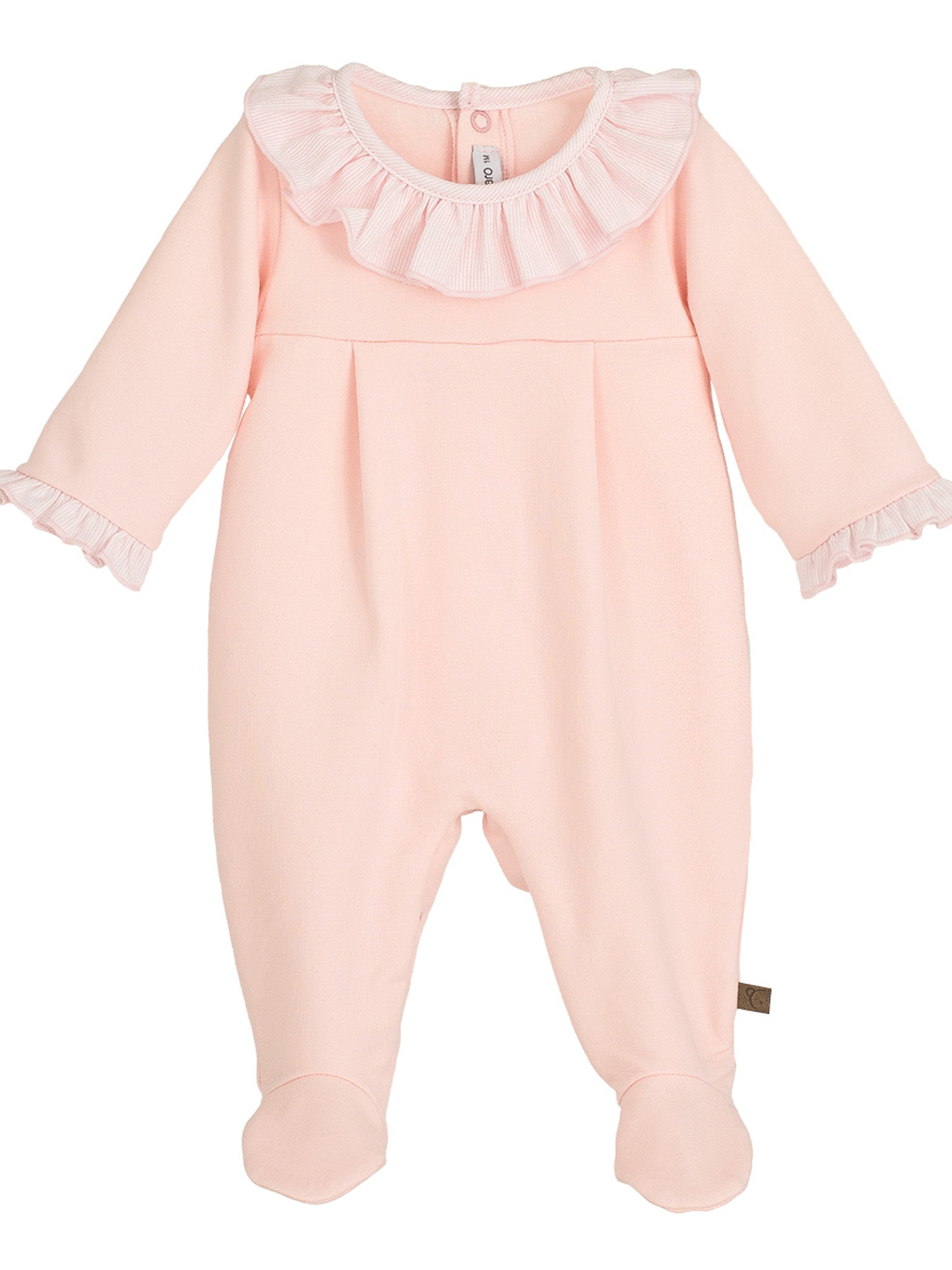 Calamaro Baby Pink Frill Collar Sleepsuit - Rose & Albert