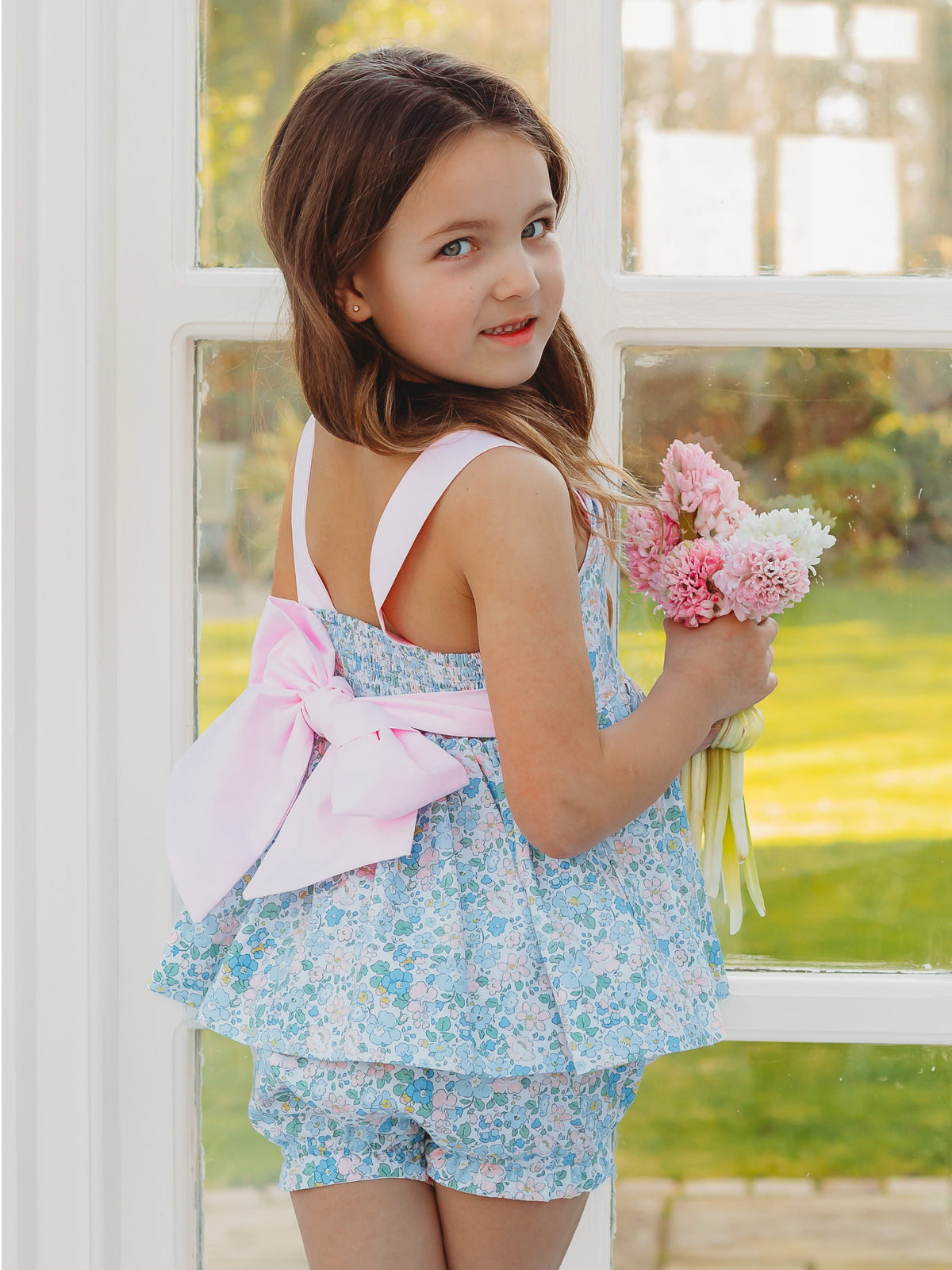 'Betsy' floral bow back bloomer set - Rose & Albert