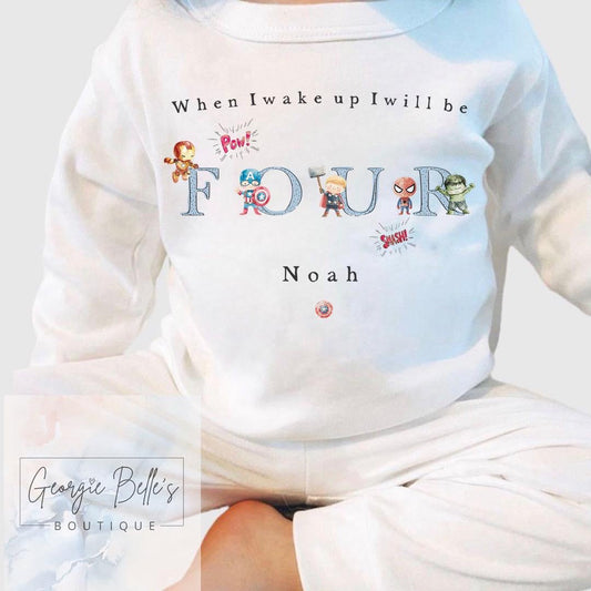 Personalised Birthday Pyjamas -  Superhero Inspired Blue Design