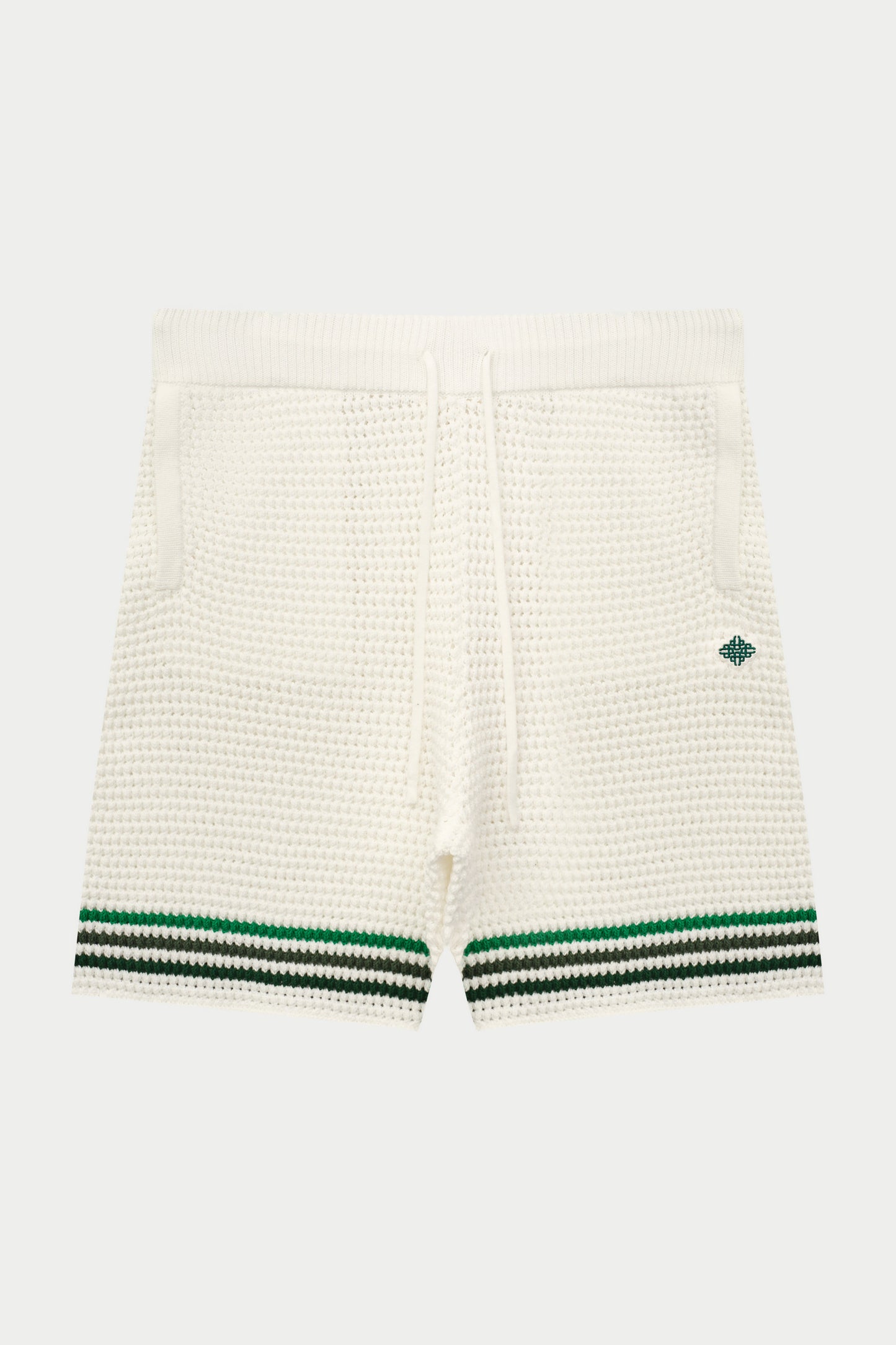 STRIPE CROCHET KNIT SHORTS - WHITE