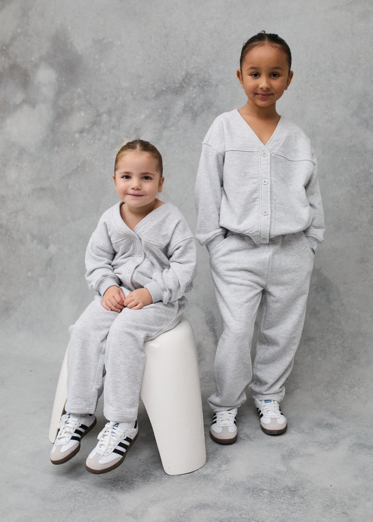 Kids Jersey Cardigan Marl in Grey