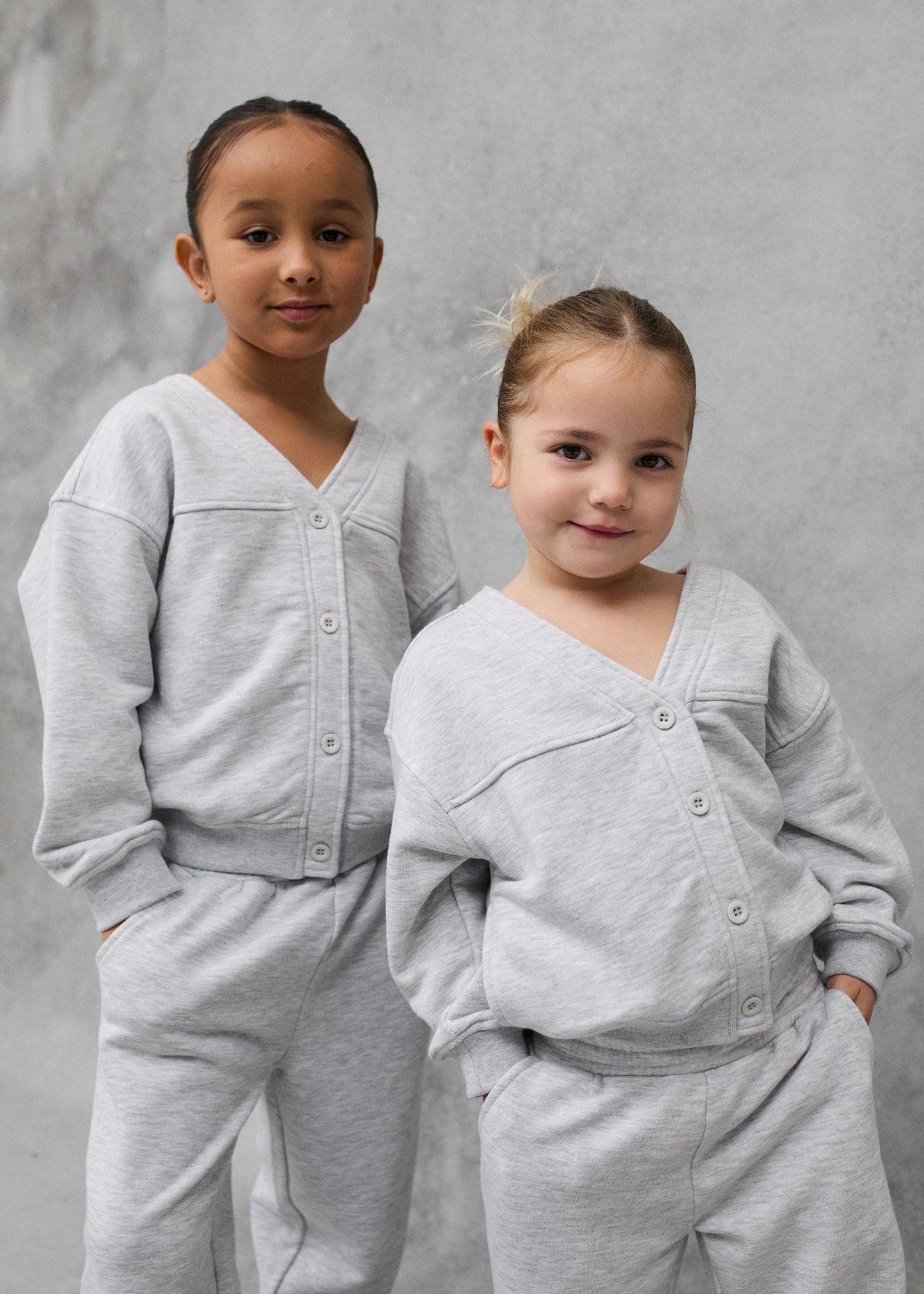 Kids Jersey Cardigan Marl in Grey