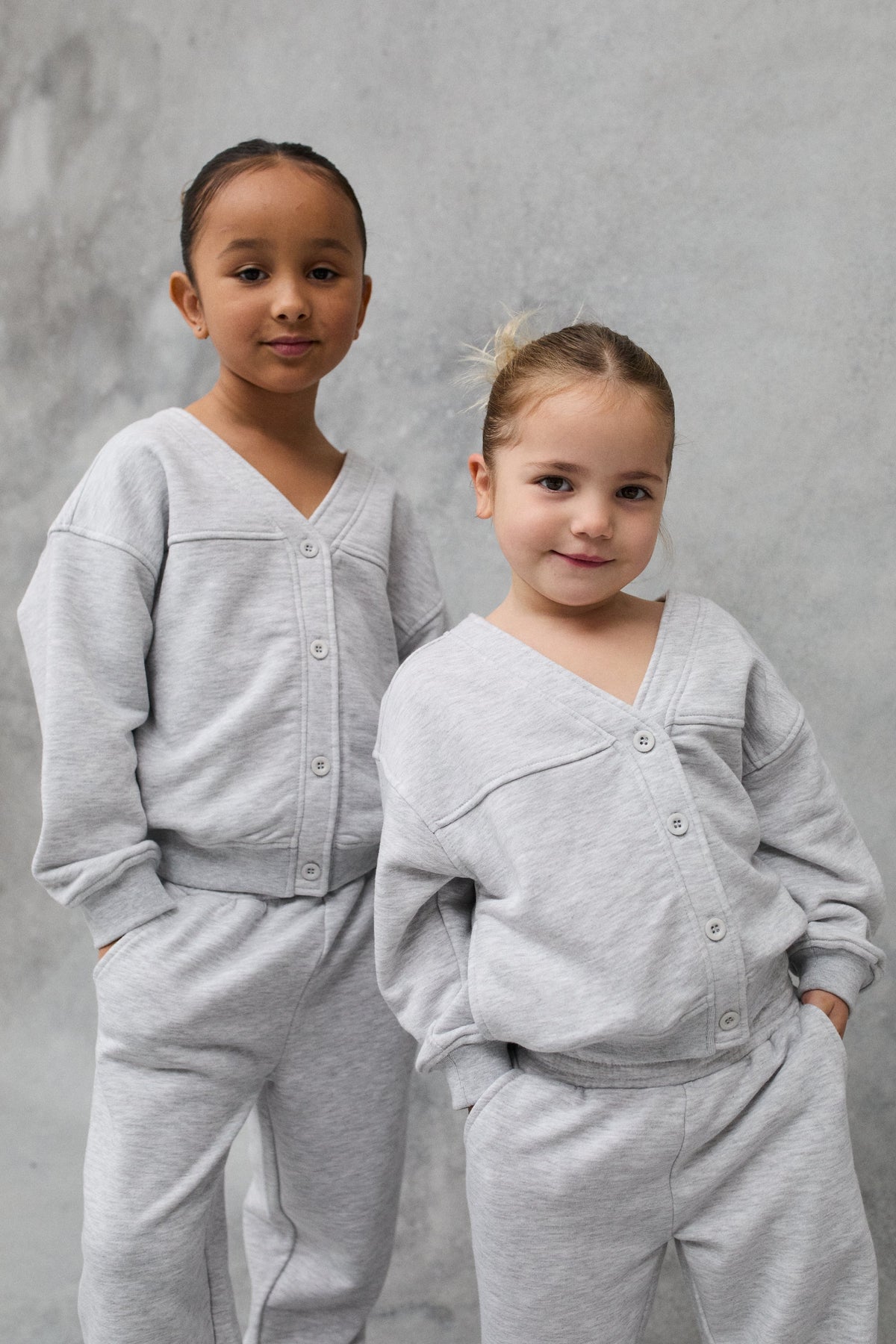 KIDS JERSEY CARDIGAN - GREY MARL