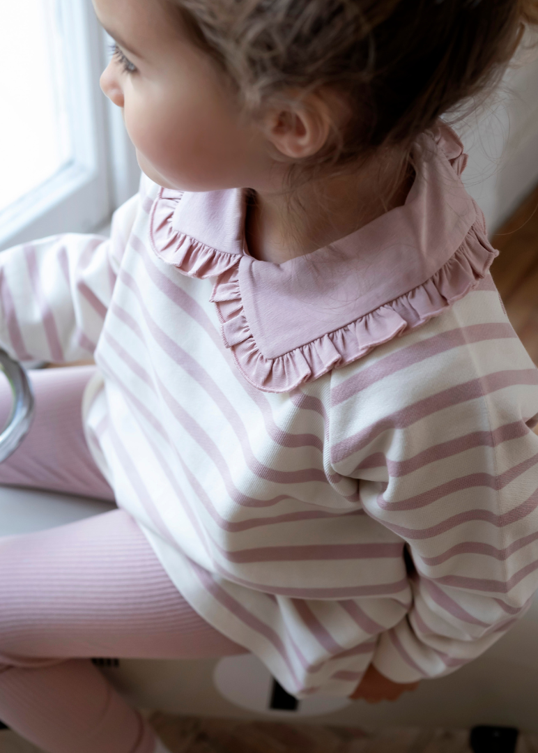 Cotton Frill Collar Top in Pink