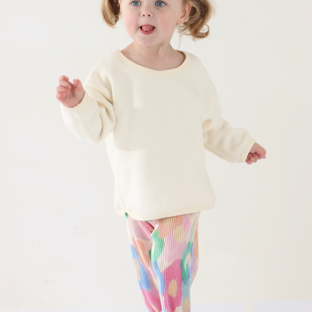 Neutral fleece lined basic tops