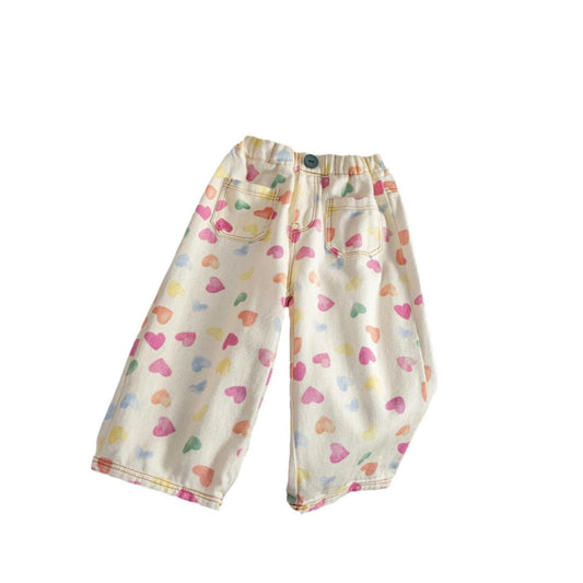 Faded Heart Trousers — White Daisy