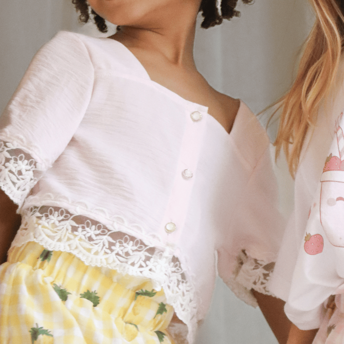 Lace Trim Crop Tops