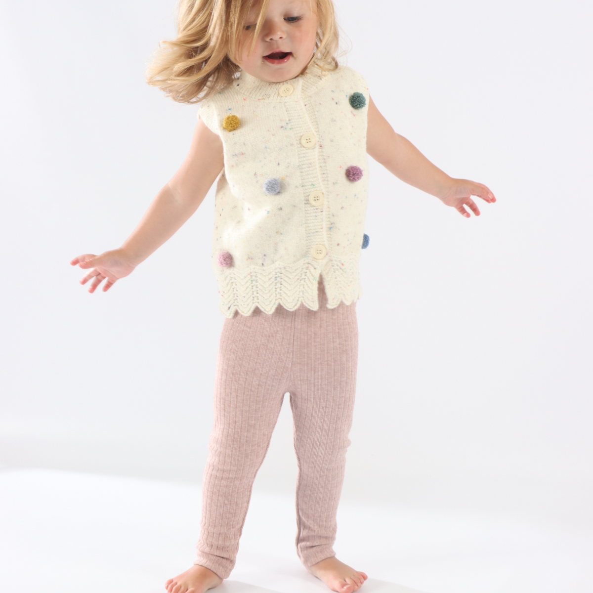 Creamy Pom Vest