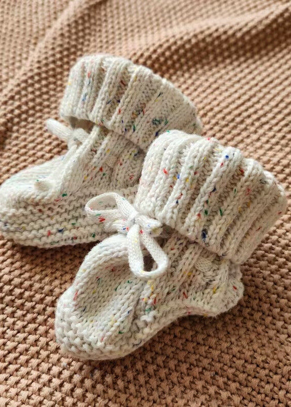 Cozy Speckle Knit Booties 100% Cotton