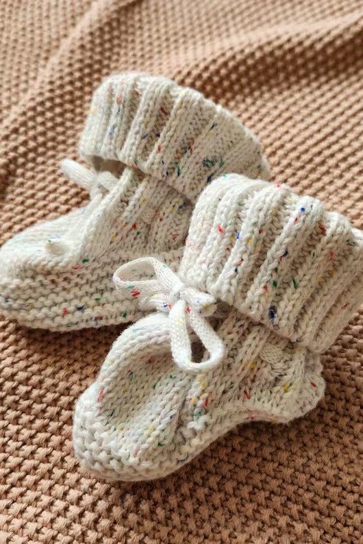 COZY Speckle Knit Booties 100% Cotton - Cozy Crew Club