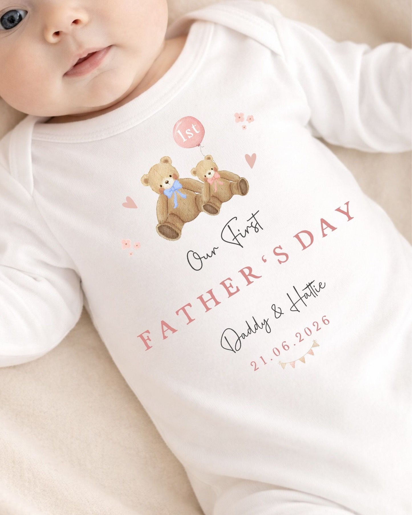 Personalised My First Father's Day Baby Vest / Babygrow - Daddy & Daughter Bear Design