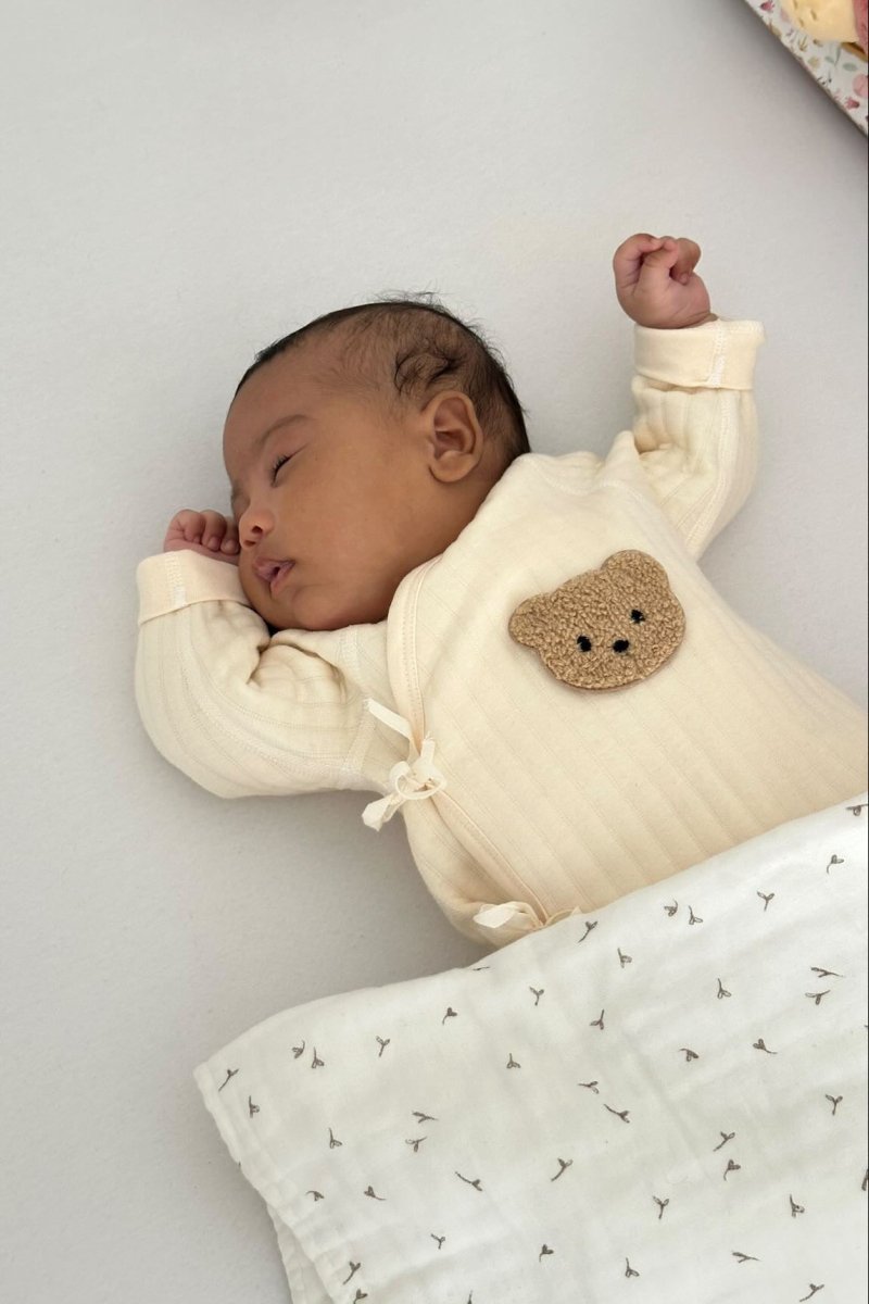 The Teddy Bear Boucle Wrap Baby Grow Romper - Cozy Crew Club