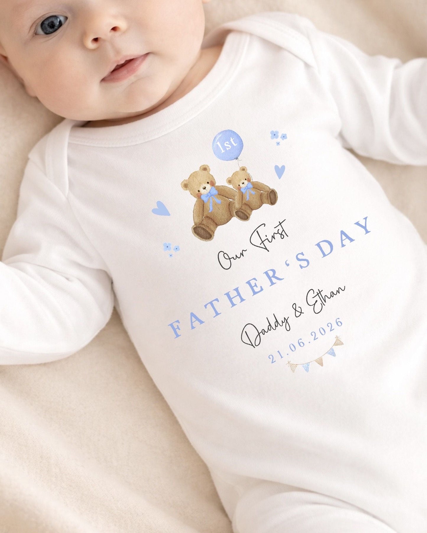 Personalised My First Father's Day Baby Vest / Babygrow - Daddy & Son Bear Design