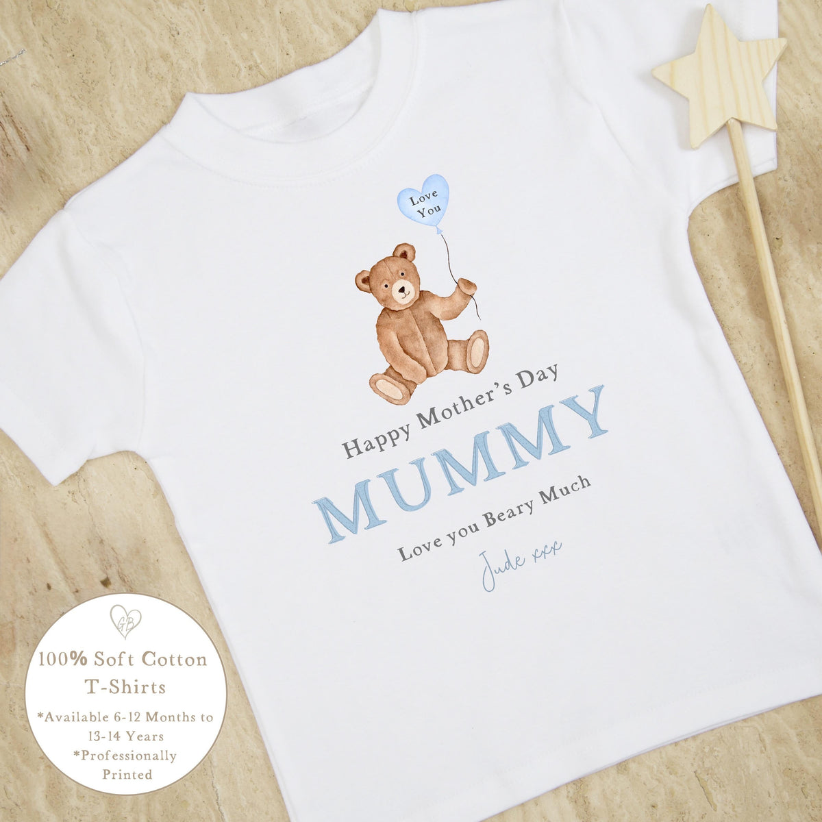 Personalised Mother's Day T-Shirt - Blue Bear Design