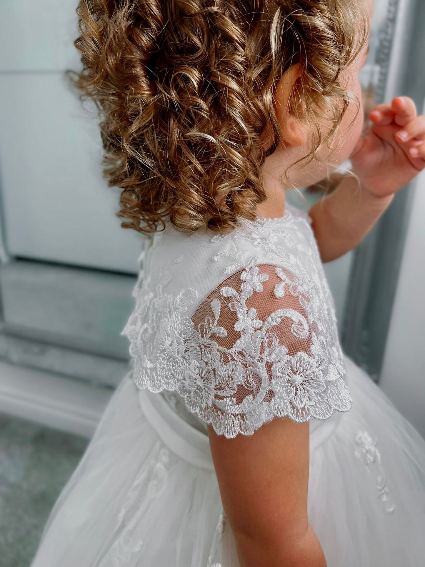 Sarah Louise Ivory Vintage Lace & Tulle Occasion Dress - Rose & Albert