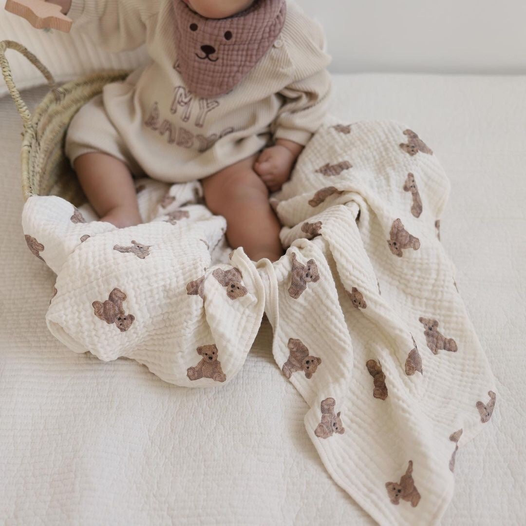 The Bear Muslin Blanket Swaddle
