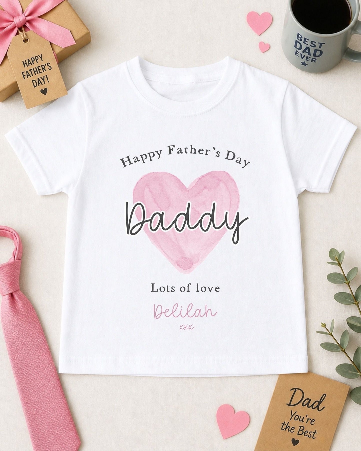 Father's Day T-Shirt - Pink Heart Design