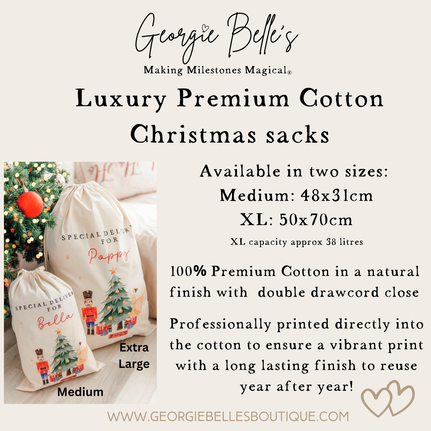 Personalised Luxury Premium Cotton Christmas Sack - Toy Store Design