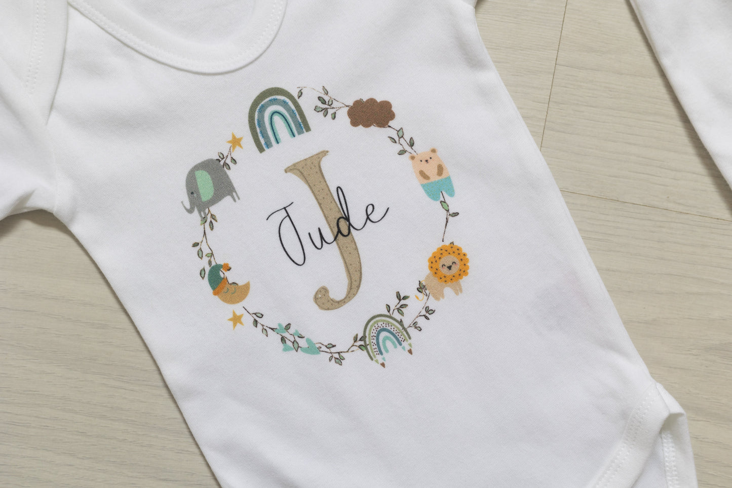 New Baby Gift Set - Blue Jungle Wreath Design