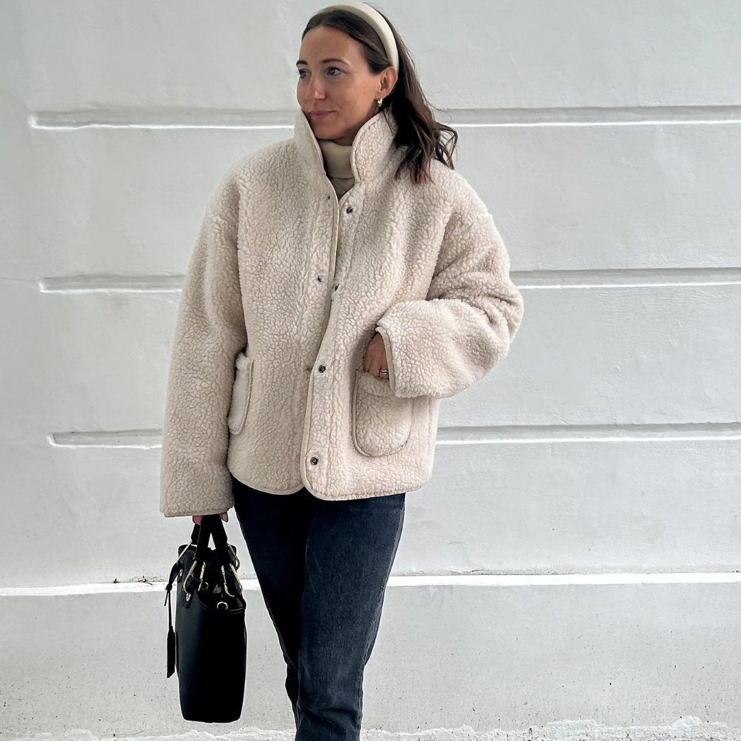 Mama Reversible Teddy Coat in Beige