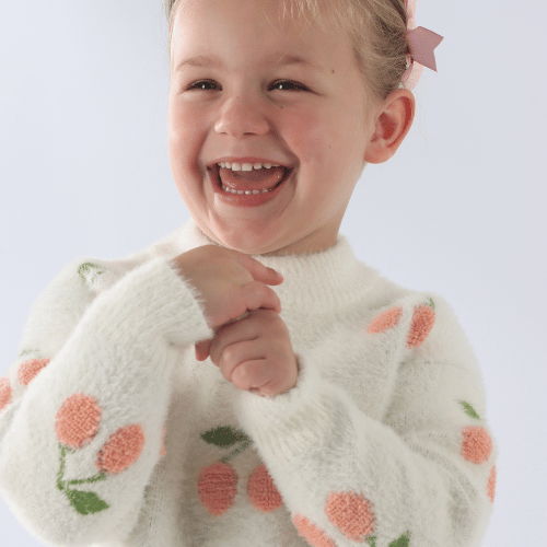 Frosted Cherry Teddy Sweater — Sample