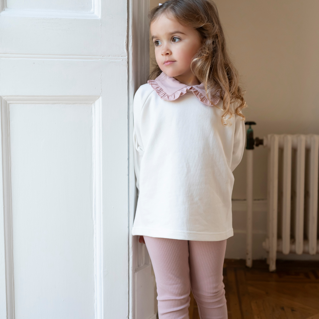Cotton Frill Collar Top - Dusky Pink
