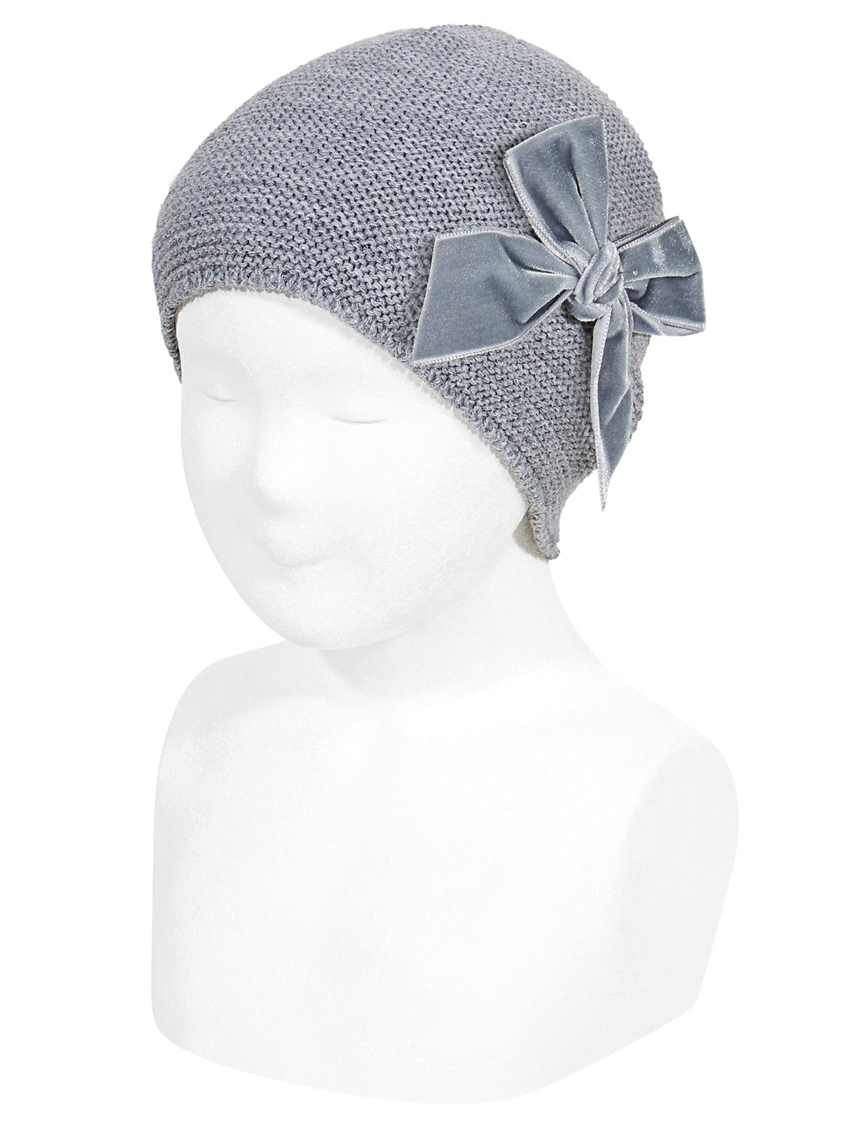 Condor grey velvet bow pull on hat - Rose & Albert
