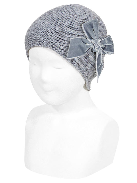 Condor grey velvet bow pull on hat - Rose & Albert