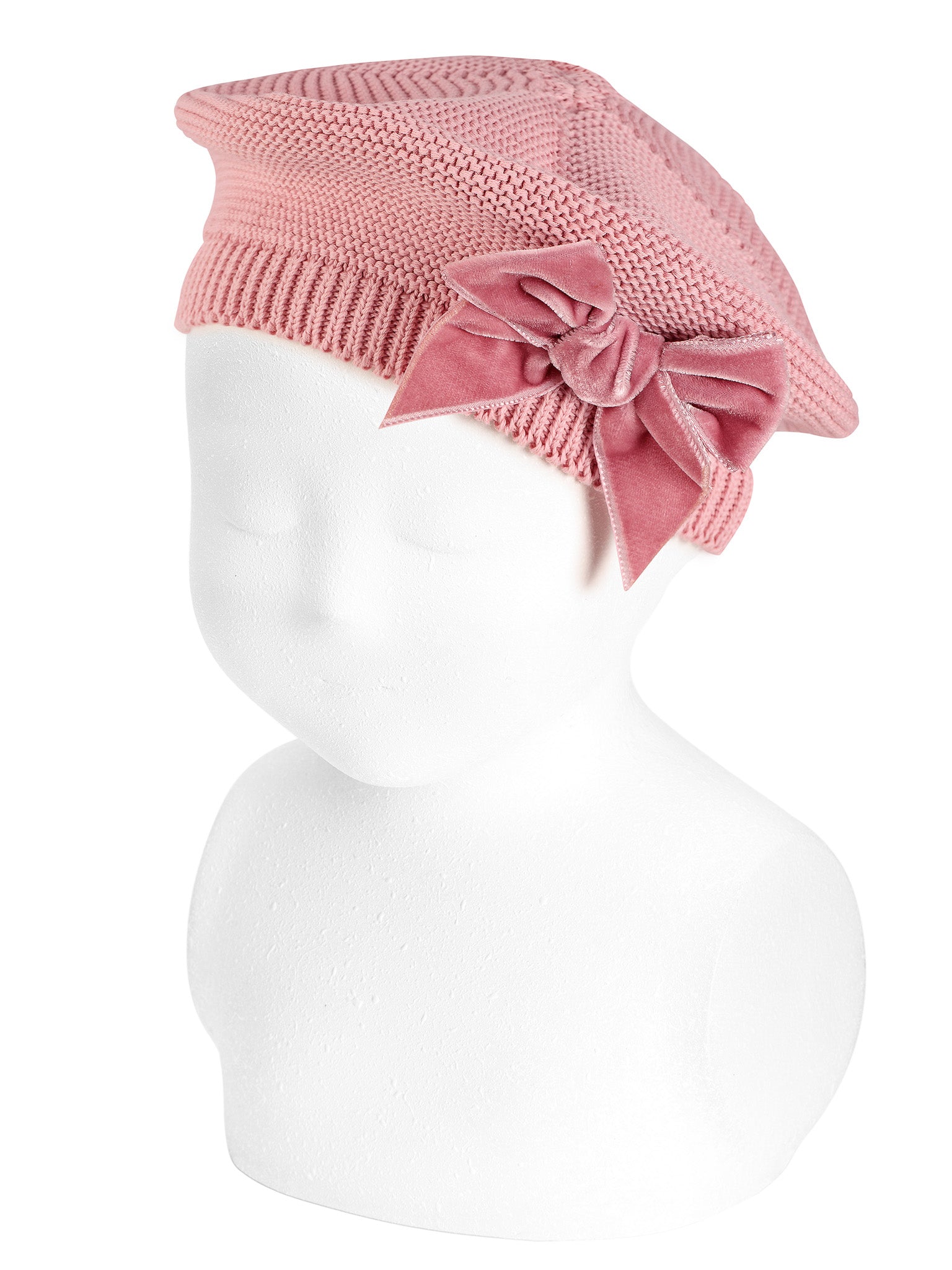 Condor dusky pink velvet bow beret - Rose & Albert