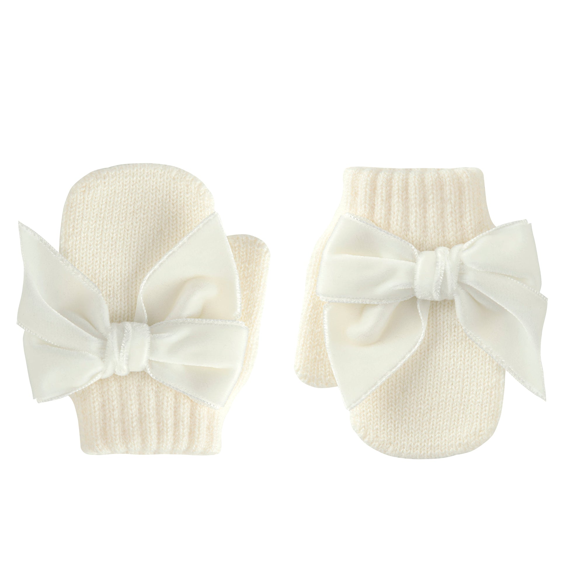 Condor Cream mittens with velvet bow - Rose & Albert