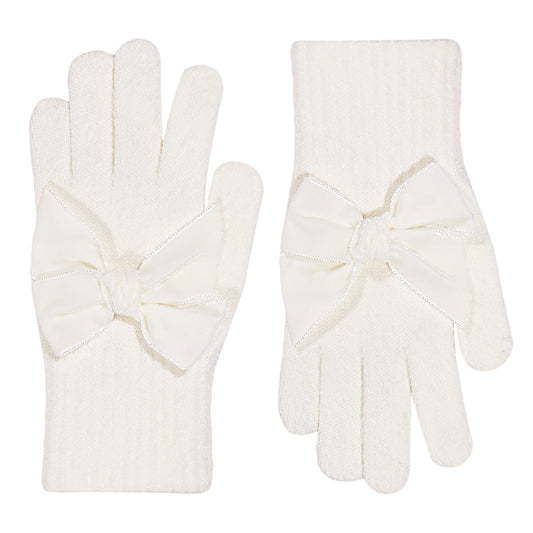 Condor Cream gloves with velvet bow - Rose & Albert
