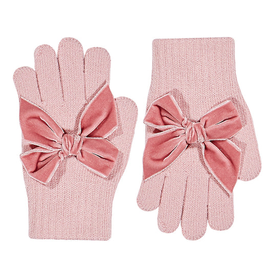 Condor dusky pink gloves with velvet bow - Rose & Albert
