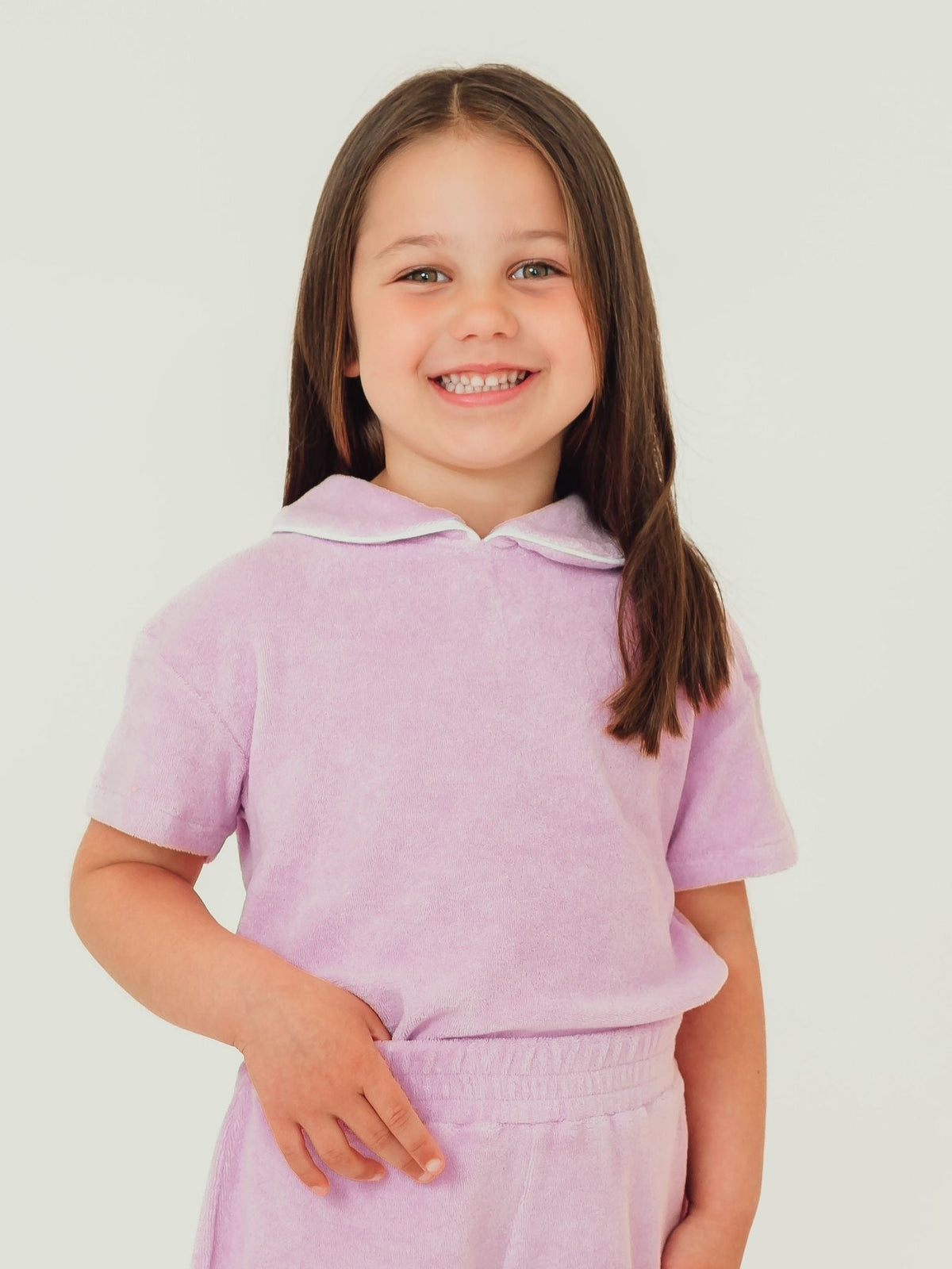 'Hallie' frill lilac towelling short set - Rose & Albert