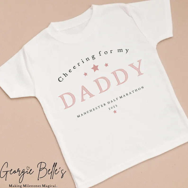 Personalised Race Runner Supporter T-Shirt – Custom Name and Race Name T-Shirt Pink Design