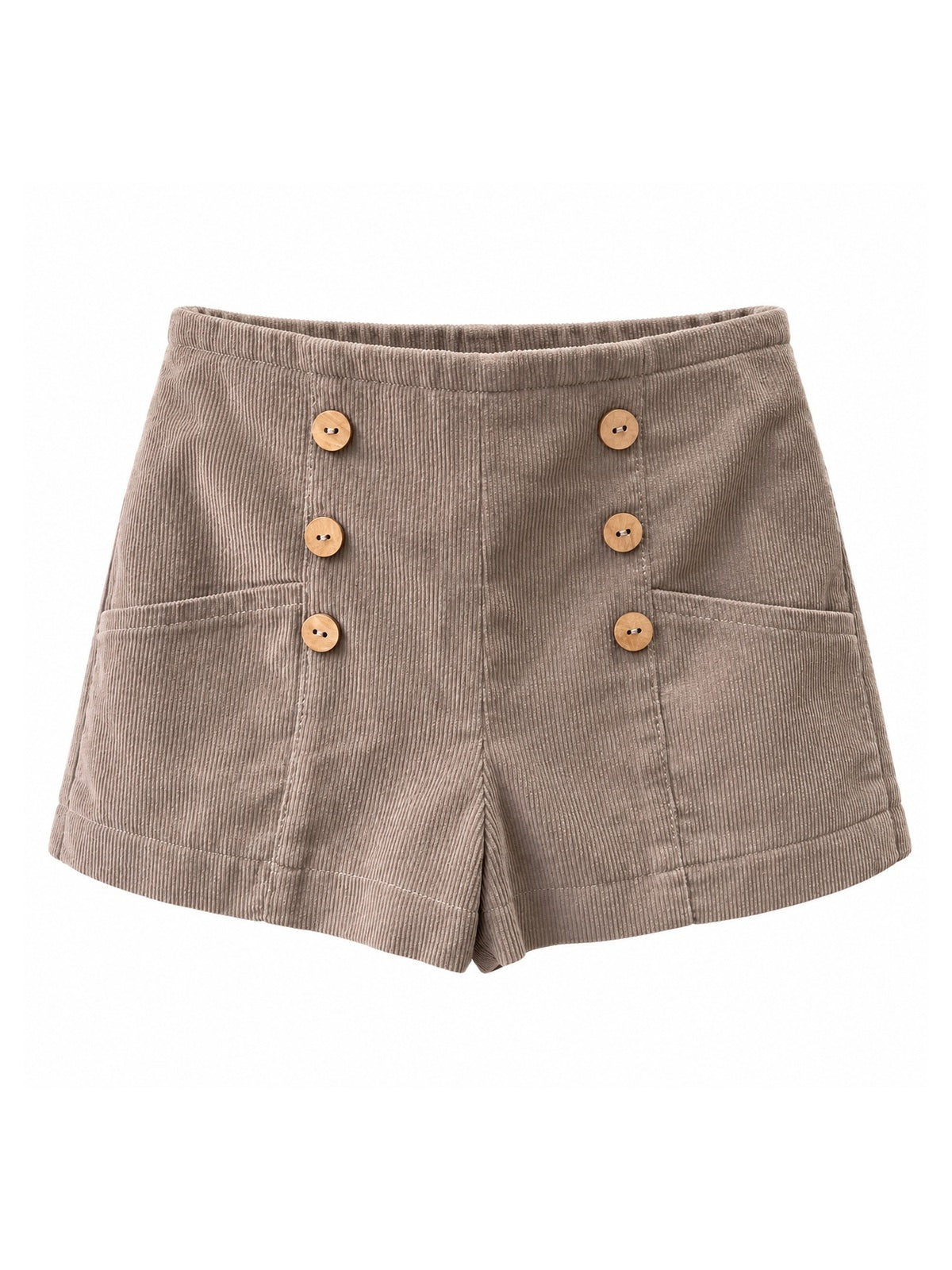 Corduroy buttons front shorts