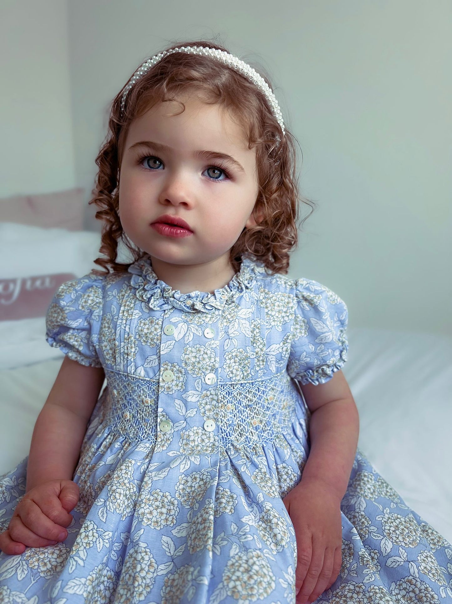 Sarah Louise Blue Hydrangea Smocked Dress - Rose & Albert