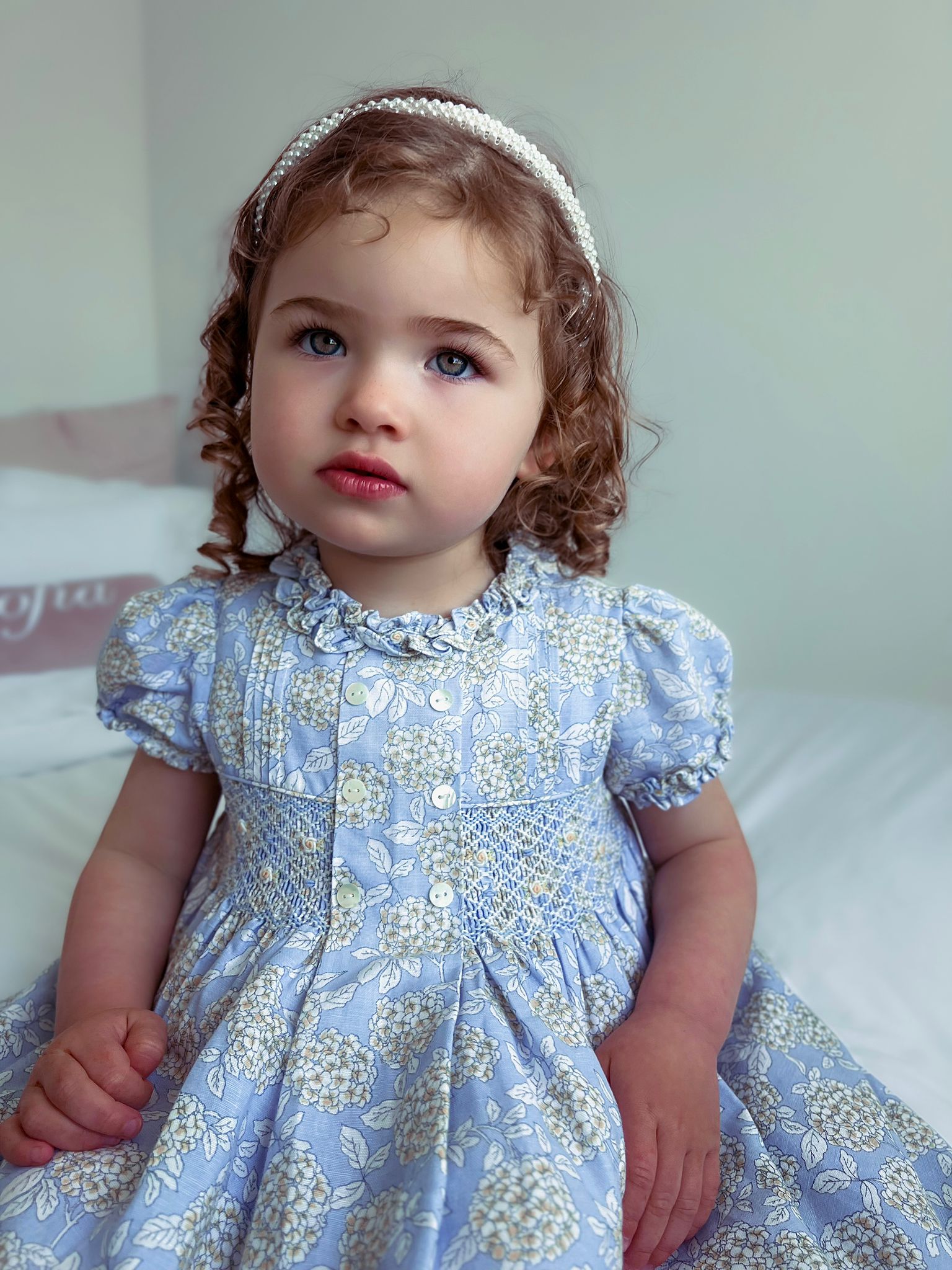 Sarah Louise Blue Hydrangea Smocked Dress - Rose & Albert