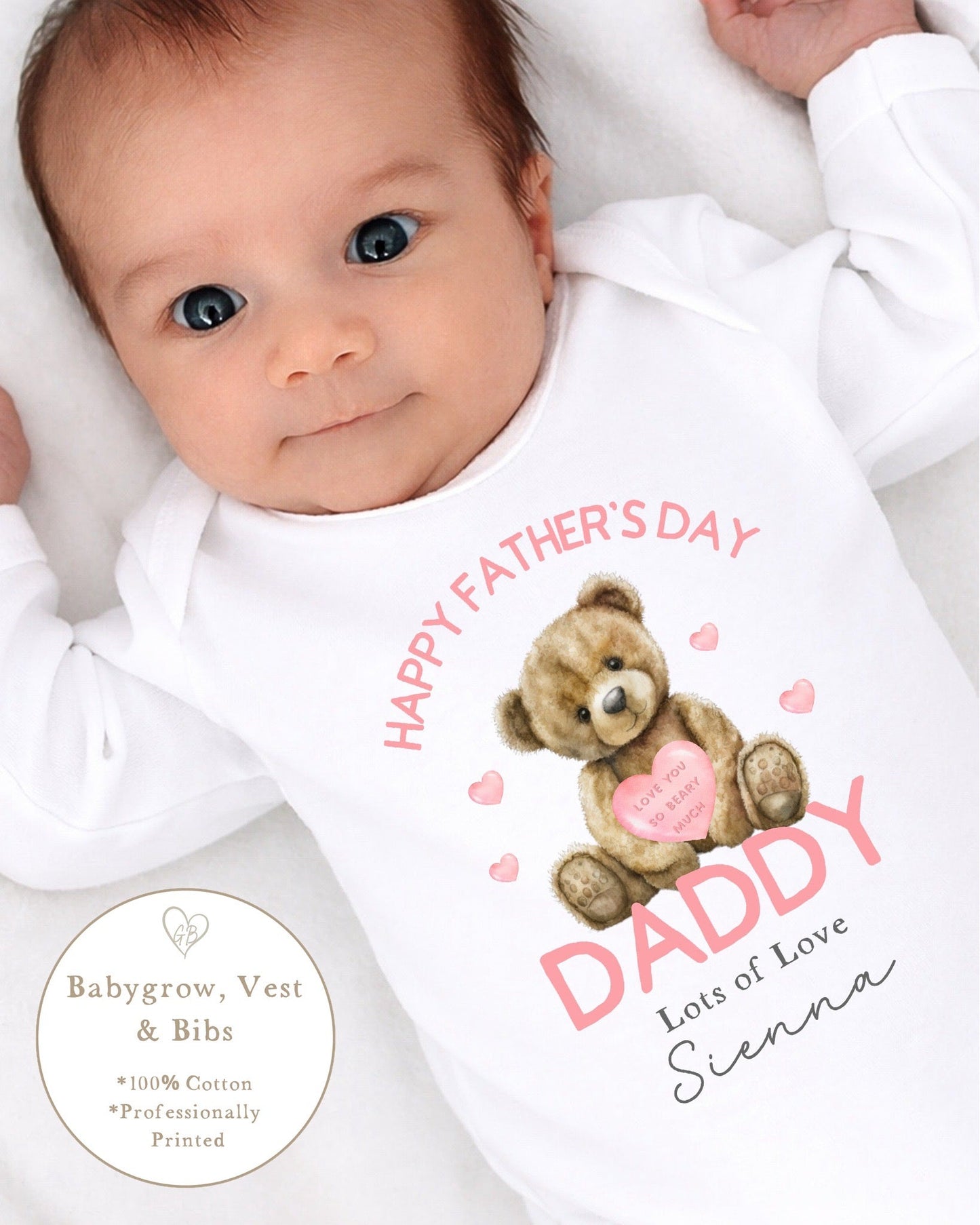 Personalised My First Father's Day Baby Vest / Babygrow - Blue Bear Design