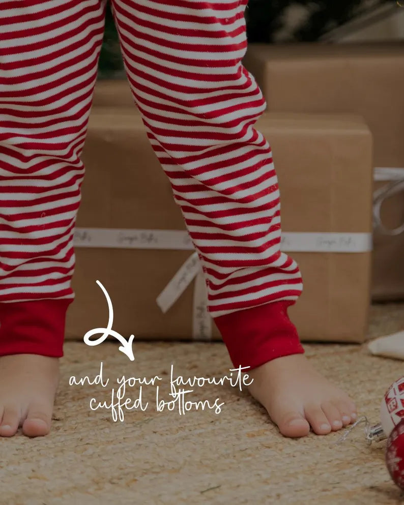 Personalised Red Stripe Valentines Pyjamas - Love Bug Design