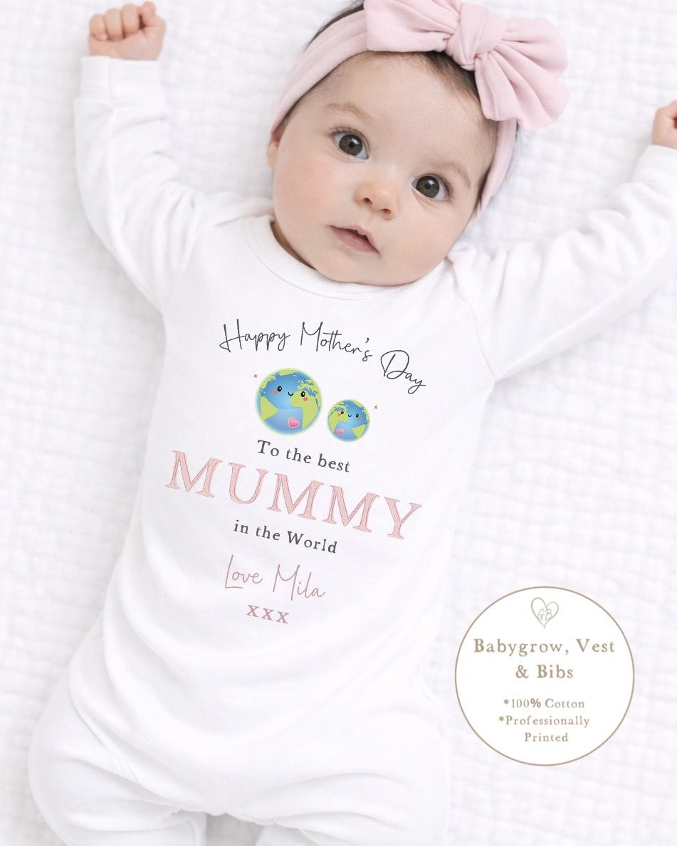 Personalised My First Mother's Day Babygrow / Short Sleeve Vest - Pink World Design